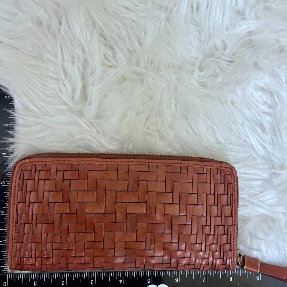 Cole Haan Genevieve Weave Wallet Organizer Card Holder Travel Woven Copper Brown - Picture 10 of 14